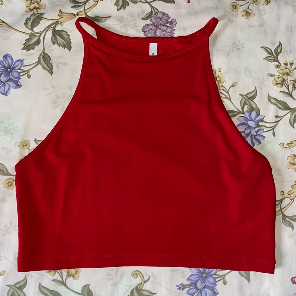 Aritzia Red Cropped Sleeveless Tank Top